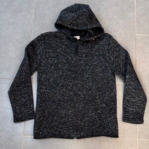 Kids Black Space Dye Woven Sweater Hooded Jacket/Sweatshirt